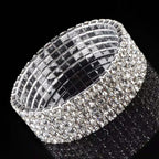 Pulseira Bracelete Prata Com Strass Noiva Debutante Luxo