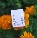 Trio Brinco Prata Coração Lua Fé