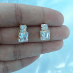 Brinco Zirconia Noiva Dourado Folheado A Ouro 18k Semi Joia Com Garantia Pequeno Quandrado Barato Delicado
