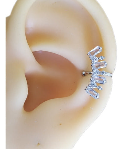 Piercing Argola Falso Fake Pressão Pedra Zircônia Orelha