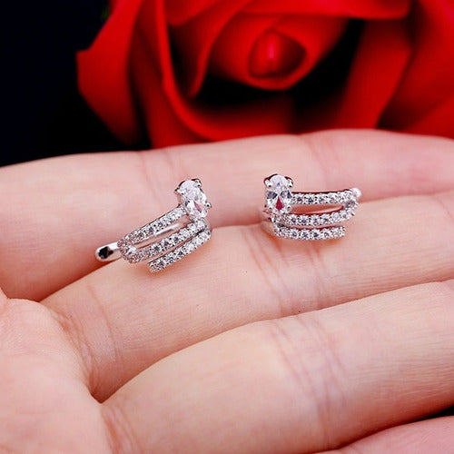 Piercing Argola Falso Fake Pressão Pedra Zircônia Orelha