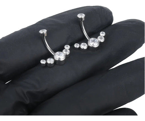 Piercing De Umbigo Pequeno Pedra Strass Aço Cirúrgico