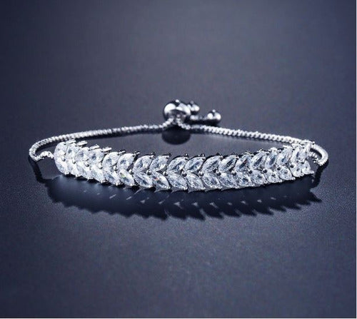 Pulseira Bracelete Dourada Rosê Com Zircônia Noiva Debutante