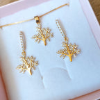 Conjunto Colar E Brinco Pedra Zirconia Árvore Da Vida F Ouro