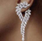 Brinco Zirconia Prata Noiva Festa Pendurado Debutante Grande