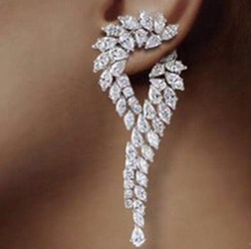 Brinco Zirconia Prata Noiva Festa Pendurado Debutante Grande