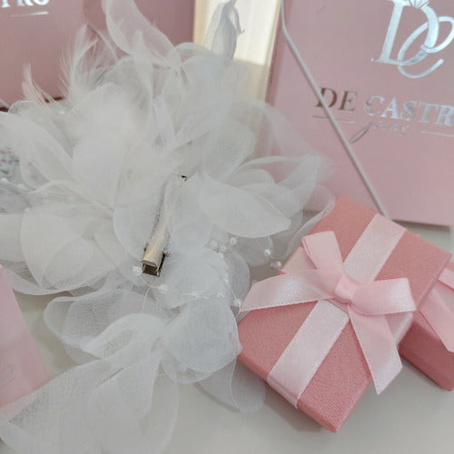 Enfeite Arranjo Cabelo Noiva Perola Strass Tecido