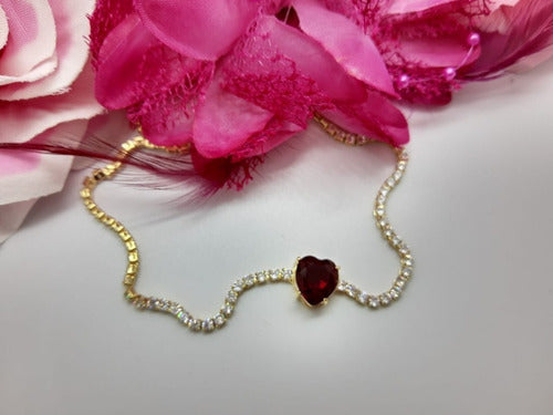 Colar Chocker Zirconia Coração Vermelho Preto Branco Riviera