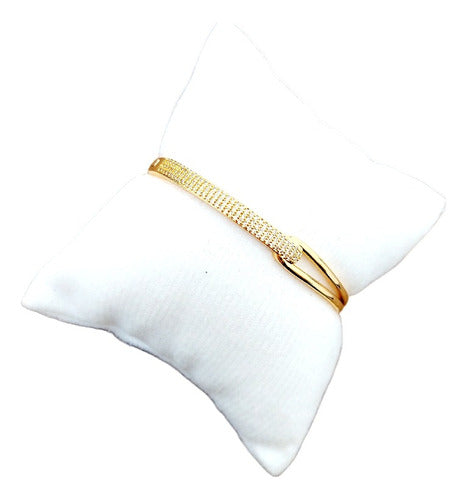 Pulseira Bracelete Dourada Com Pedra Zircônia Noiva Semijoia