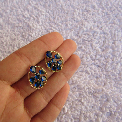 Brinco Dourado Noiva Pedra Zirconia Verde Azul Vermelhofesta