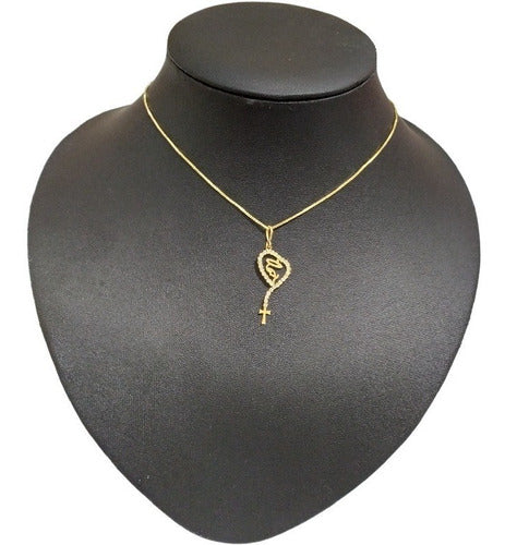 Colar Pingente Nossa Senhora Das Graças Zircônia Folheado