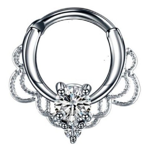 Piercing Para Nariz Septo Indiano Prata Pedra Zirconia