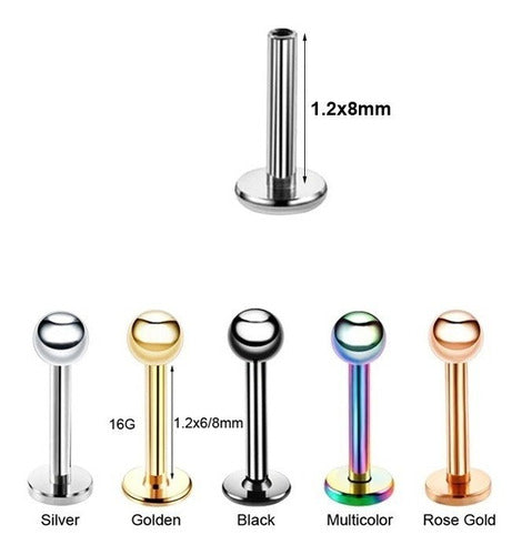 Piercing Tragus Labret Cartilagem Medusa Bolinha 3 Mm Aço