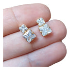 Brinco Zirconia Dama Daminha Dourado F. Ouro 18k Semi Joia