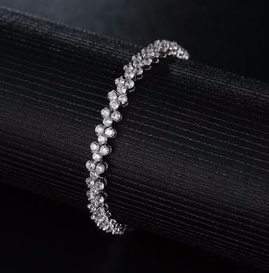 Pulseira Bracelete Prata Com Zircônia Noiva Debutante Luxo