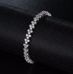 Pulseira Bracelete Prata Com Zircônia Noiva Debutante Luxo