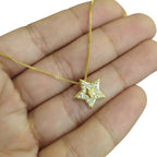 Colar Pingente Estrela Pedra Zirconia Folheado A Ouro 18k
