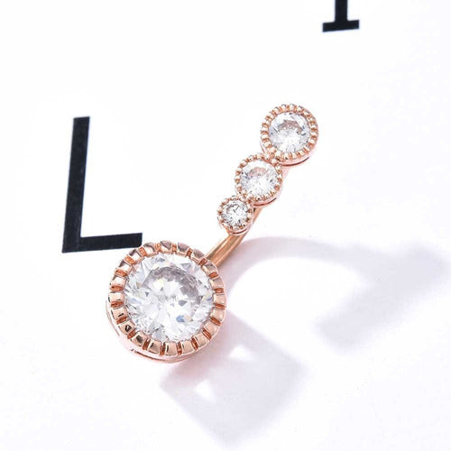 Piercing De Umbigo Invertido Dourado Prata Pedra Zirconia