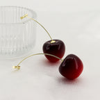 Brinco Cereja Cherry Festa Folheado Ouro Pendurado Vermelho