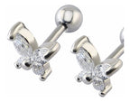 Piercing Tragus Dourado Cartilagem Pedra Mini Borboleta 6mm