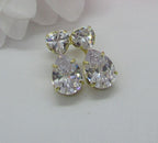 Brinco Noiva Pedra Zirconia Dourado Gota Debutante Pequeno