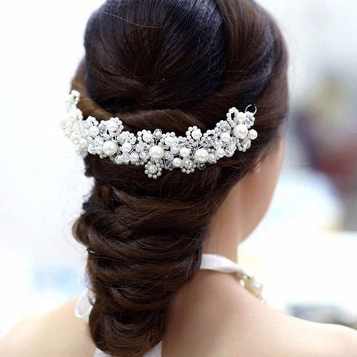 Tiara Arranjo Enfeite Cabelo Noiva Daminha Pérola