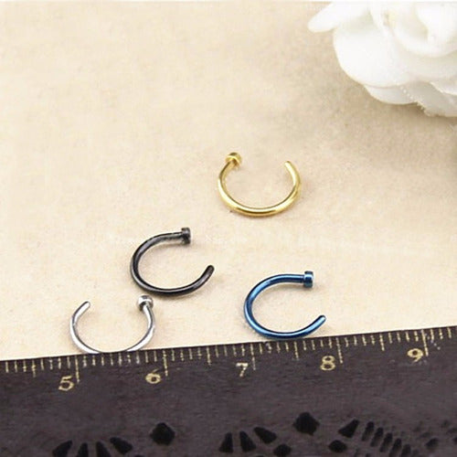 Piercing Nariz Argola Falso Fake Dourado Prata Preto Rosa
