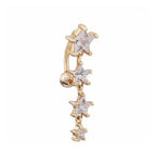 Piercing De Umbigo Dourado Ouro Pendurado Estrela Invertido
