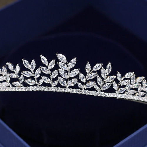 Coroa Tiara Cabelo Noiva Prata Zirconia Princesa Luxo