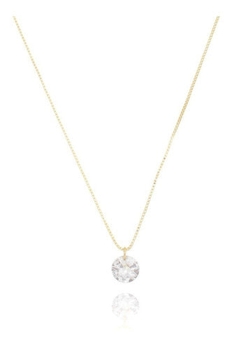 Colar Gargantilha Pedra Zirconia Dourado Ponto De Luz F Ouro