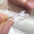 Anel Falange Pedra Zirconia Festa Dourado Coração Delicado