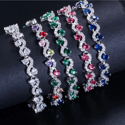 Pulseira Bracelete Prata Ou Dourada Zircônia Noiva Debutante
