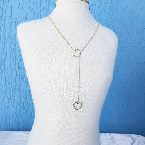 Colar Gravatinha Coração F. Ouro 18k Dourado Semi Joia