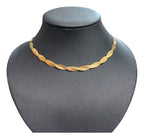 Colar Fita Trançado Duplo Largo Dourado Ou Prata Aço Inox