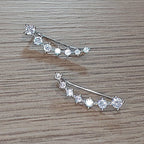 Brinco Ear Cuff Noiva Pedra Zirconia Prata Debutante Festa