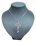 Colar Pingente Chave Pedra Zirconia Dourada Folheado Vermelh