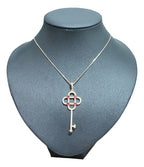 Colar Pingente Chave Pedra Zirconia Dourada Folheado Vermelh