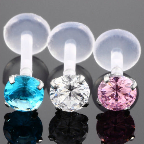 Piercing Tragus Labret Pt De Luz Aço Bioplast Zirconia 3 Mm