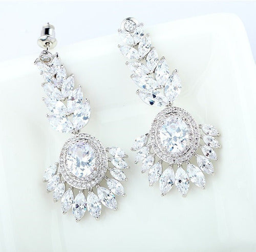 Brinco Noiva Pedra Zirconia Prata Festa Debutante Luxo