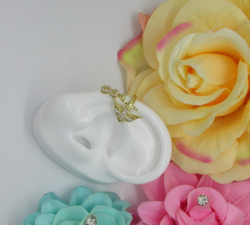 Piercing Falso Fake Dourado Pedra Zirconia Andorinha Pássaro Folheado A Ouro 18k Para Orelha E Cartilagem