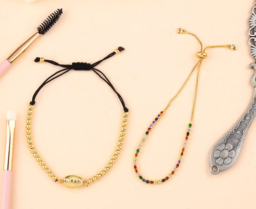 Pulseira Bracelete Pedra Zircônia Colorida Debutante Ajustáv