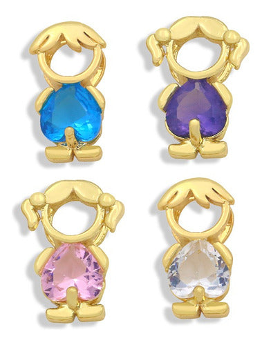 Colar Filhos Pedra Zirconia Banhado Ouro 18k Semi Joia