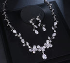 Colar E Brinco Noiva Zircônia Prata Festa Debutante Luxo