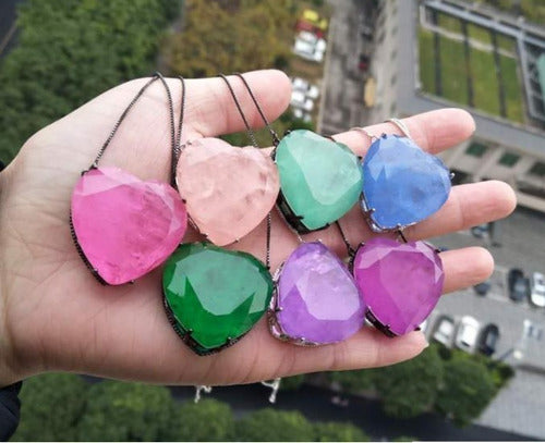 Conjunto Colar E Brinco Coração Pedra Zirconia Fusion Ice