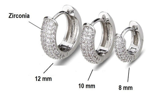 Brinco Argola Pedra Zirconia Prata Pequeno 8 Mm