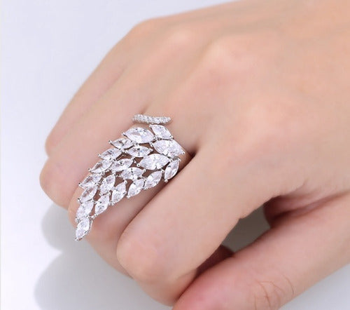 Anel Prata Com Pedra Zircônia Noiva Festa Debutante