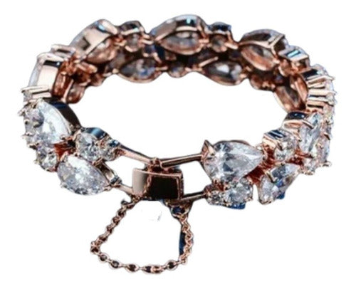 Pulseira Bracelete Prata Com Zircônia Noiva Debutante Gota