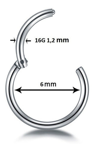 Piercing Argola Titânio Septo Helix Cartilagem 6 8 10 Mm
