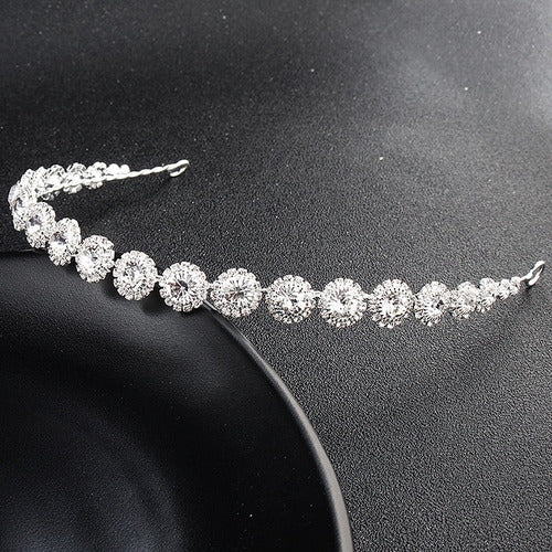 Tiara Enfeite Testeira Cabelo Noiva Dama Prata Strass Barato