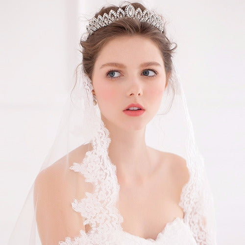 Coroa Tiara Cabelo Noiva Strass Prata Luxo Debutante